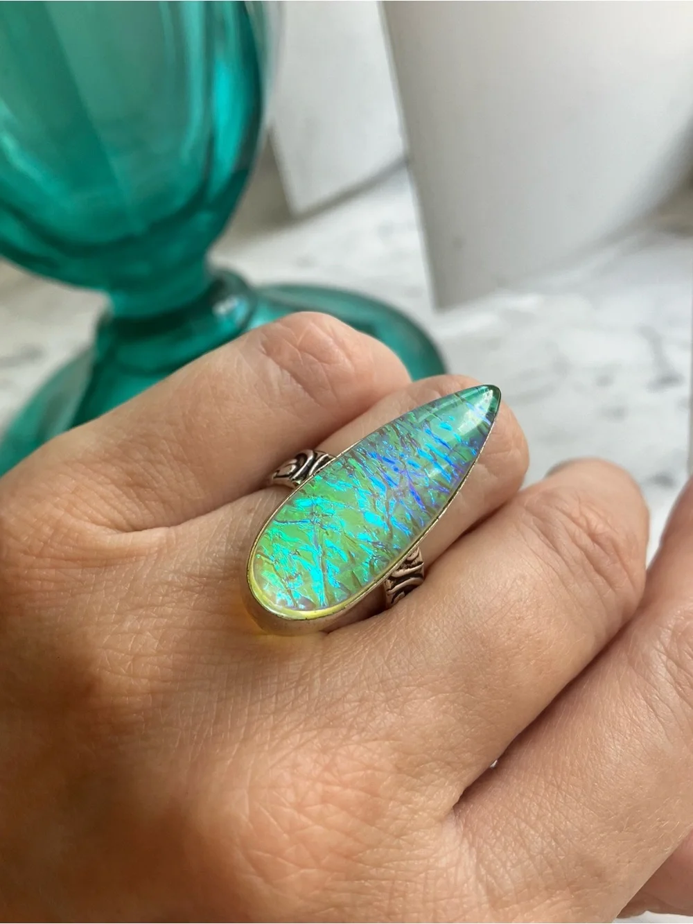 Teardrop Fairy Ring, Sterling 925, 6.25